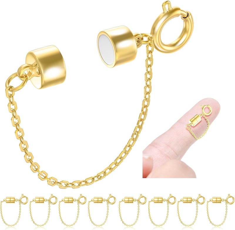MKCYD 8Pcs Magnetic Bracelet Clasps and Closures with Safety Chain Never Fall Gold Bracelet Extender Converter Magnetic Clasps for Women - Image 1